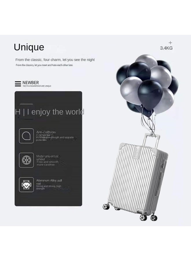 ويمارت مجموعة أمتعة، 4 قطع (14/20/24/28)" حقائب سفر بعجلات عالمية PC+ABS أمتعة صلبة متينة سعر مخفض (رمادي فضي، 4 قطع (14/20/24/28)) - Image 3